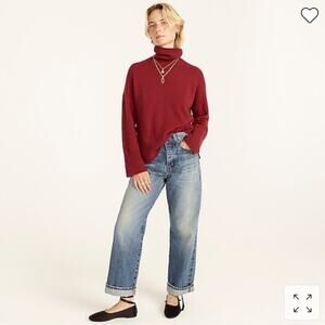 J Crew Soft Merino wool turtleneck sweater with side slits oversized